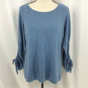 PROJECT Women's Sweater Size Small Ruched Sleeves Blue